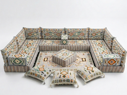 Cappadocia Kilim U-shaped Arabic floor sofa, Gray 8-inch, photo 1