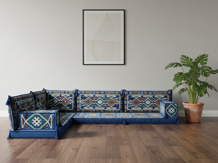 Cappadocia Kilim L-shaped Arabic floor sofa, Blue 4-inch, photo 3