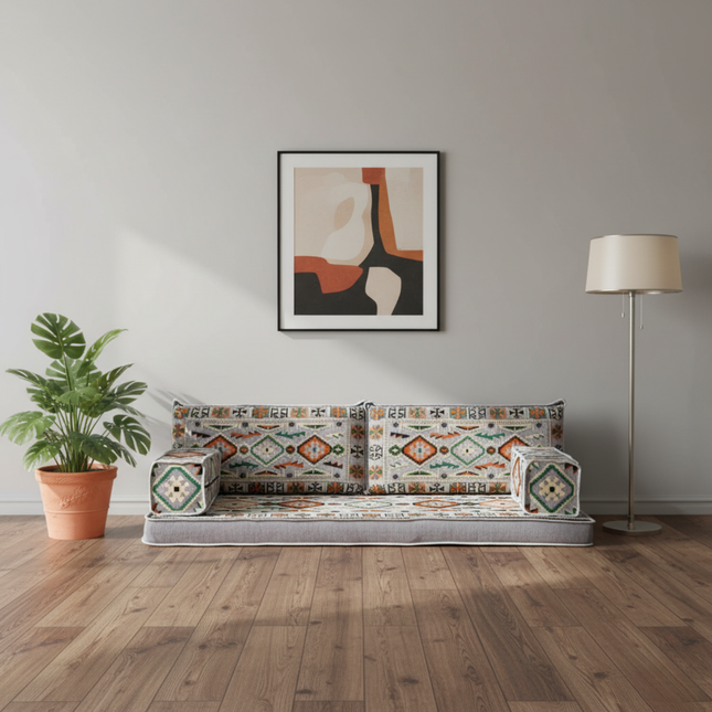 Arabic Loveseat Sofa – Gray Loveseat with 4 and 8 Inch Cushion Options