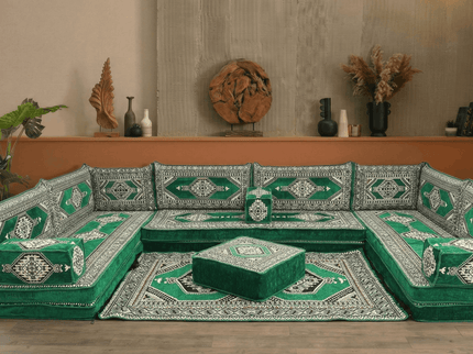 Topkapi U-shaped Arabic floor sofa, Green 8-inch, photo 4
