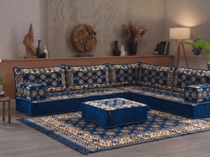 Bukhara L-shaped Arabic floor sofa, Navy 8-inch, photo 4
