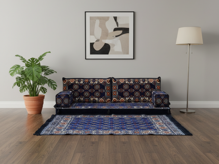 Bukhara Arabic majlis loveseat set, Navy, photo 3