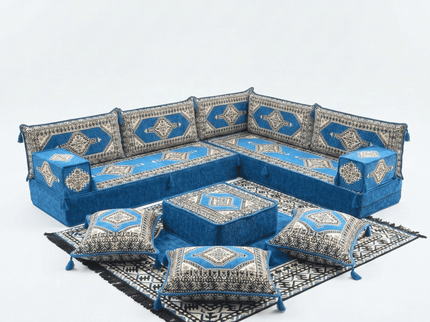 Topkapi L-shaped Arabic floor sofa, Blue 8-inch, photo 1