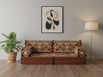 Cappadocia Kilim Arabic majlis loveseat, Brown, photo 1