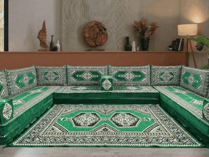 Topkapi U-shaped Arabic floor sofa, Green 8-inch, photo 5