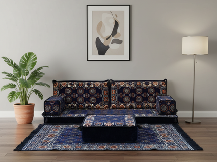 Bukhara Arabic majlis loveseat set, Navy, photo 4