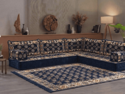 Bukhara L-shaped Arabic floor sofa, Navy 8-inch, photo 5