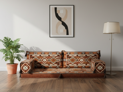 Cappadocia Kilim Arabic majlis loveseat, Brown, photo 2
