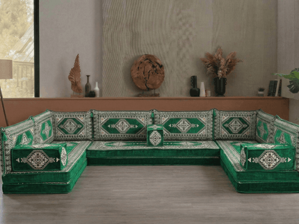 Topkapi U-shaped Arabic floor sofa, Green 8-inch, photo 6