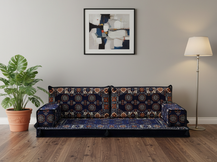 Bukhara Arabic majlis loveseat set, Navy, photo 5