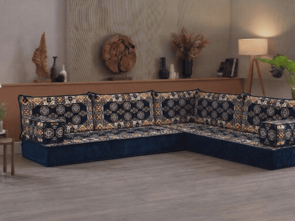 Bukhara L-shaped Arabic floor sofa, Navy 8-inch, photo 6