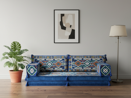 Cappadocia Kilim Arabic majlis loveseat, Blue, photo 1