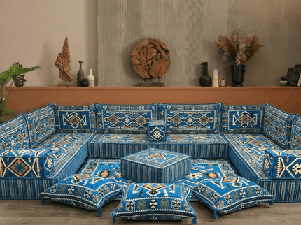 Cappadocia Kilim U-shaped Arabic floor sofa, Light Blue 8-inch, photo 2