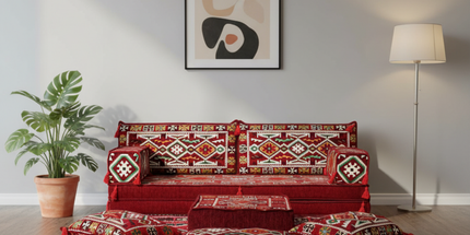Arabic Loveseat Sofa Set – Maroon Loveseat Set with 4 and 8 Inch Cushion Options
