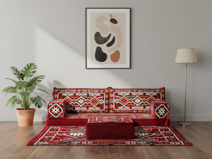 Cappadocia Kilim Arabic majlis loveseat set, Burgundy, photo 3