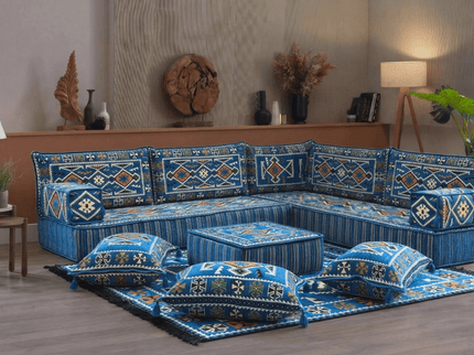 Cappadocia Kilim L-shaped Arabic floor sofa, Light Blue 8-inch, photo 3