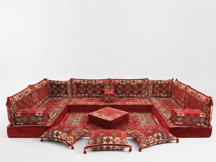 Bukhara U-shaped Arabic floor sofa, Red 8-inch, photo 1