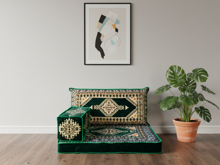 Topkapi Arabic majlis half loveseat, Green, photo 1