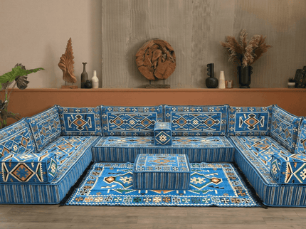 Cappadocia Kilim U-shaped Arabic floor sofa, Light Blue 8-inch, photo 4