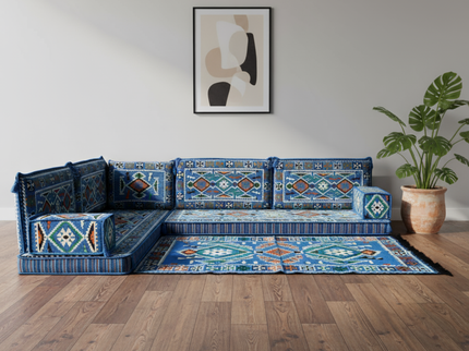 Cappadocia Kilim L-shaped Arabic floor sofa, Light Blue 4-inch, photo 2