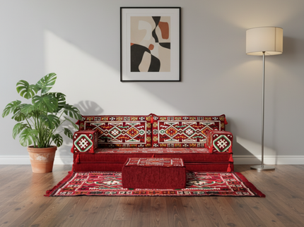 Cappadocia Kilim Arabic majlis loveseat set, Burgundy, photo 6