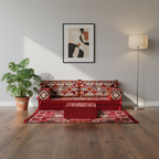 Arabic Loveseat Sofa Set – Maroon Loveseat Set with 4 and 8 Inch Cushion Options