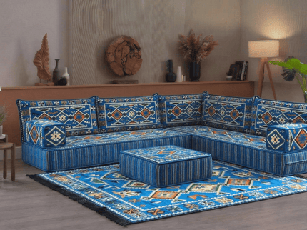 Cappadocia Kilim L-shaped Arabic floor sofa, Light Blue 8-inch, photo 4