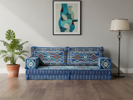 Cappadocia Kilim Arabic majlis loveseat, Light Blue, photo 1