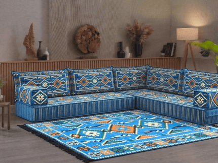 Cappadocia Kilim L-shaped Arabic floor sofa, Light Blue 8-inch, photo 5