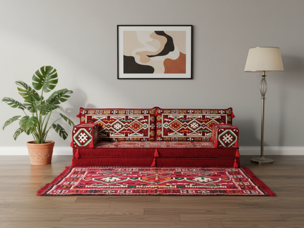 Cappadocia Kilim Arabic majlis loveseat set, Burgundy, photo 7