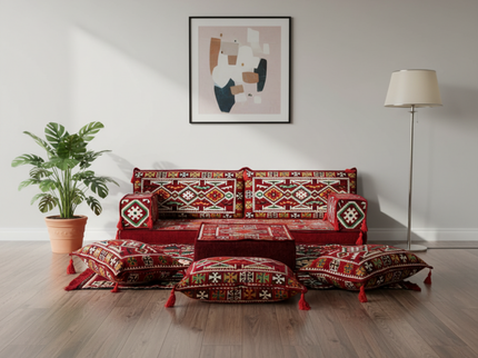 Cappadocia Kilim Arabic majlis loveseat set, Burgundy, photo 2