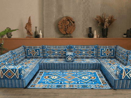 Cappadocia Kilim U-shaped Arabic floor sofa, Light Blue 8-inch, photo 5