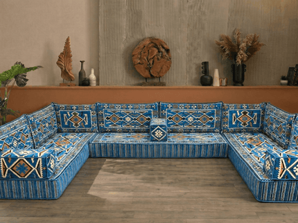 Cappadocia Kilim U-shaped Arabic floor sofa, Light Blue 8-inch, photo 6