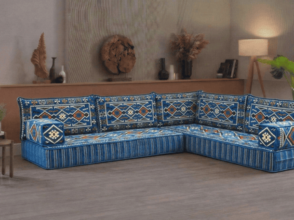 Cappadocia Kilim L-shaped Arabic floor sofa, Light Blue 8-inch, photo 6