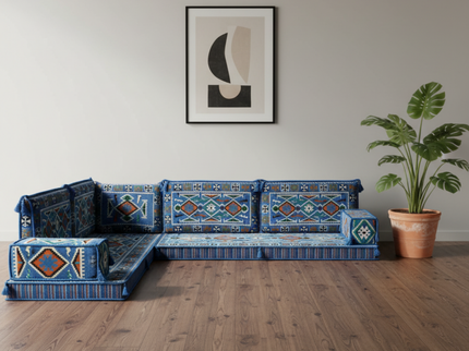 Cappadocia Kilim L-shaped Arabic floor sofa, Light Blue 4-inch, photo 4