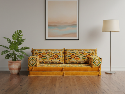 Cappadocia Kilim Arabic majlis loveseat, Yellow, photo 1