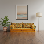 Arabic Loveseat Sofa – Yellow Loveseat with 4 and 8 Inch Cushion Options
