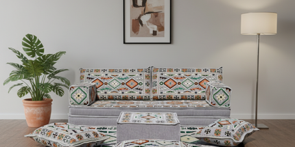 Arabic Loveseat Sofa Set – Gray Loveseat Set with 4 and 8 Inch Cushion Options
