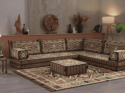 Cappadocia Kilim L-shaped Arabic floor sofa, Light Brown 8-inch, photo 3