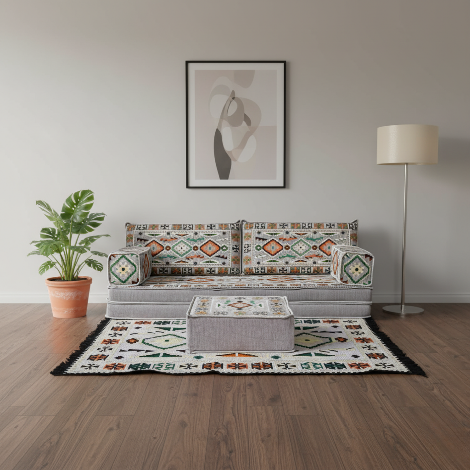 Arabic Loveseat Sofa Set – Gray Loveseat Set with 4 and 8 Inch Cushion Options