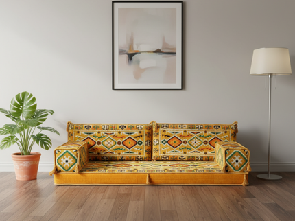 Cappadocia Kilim Arabic majlis loveseat, Yellow, photo 2