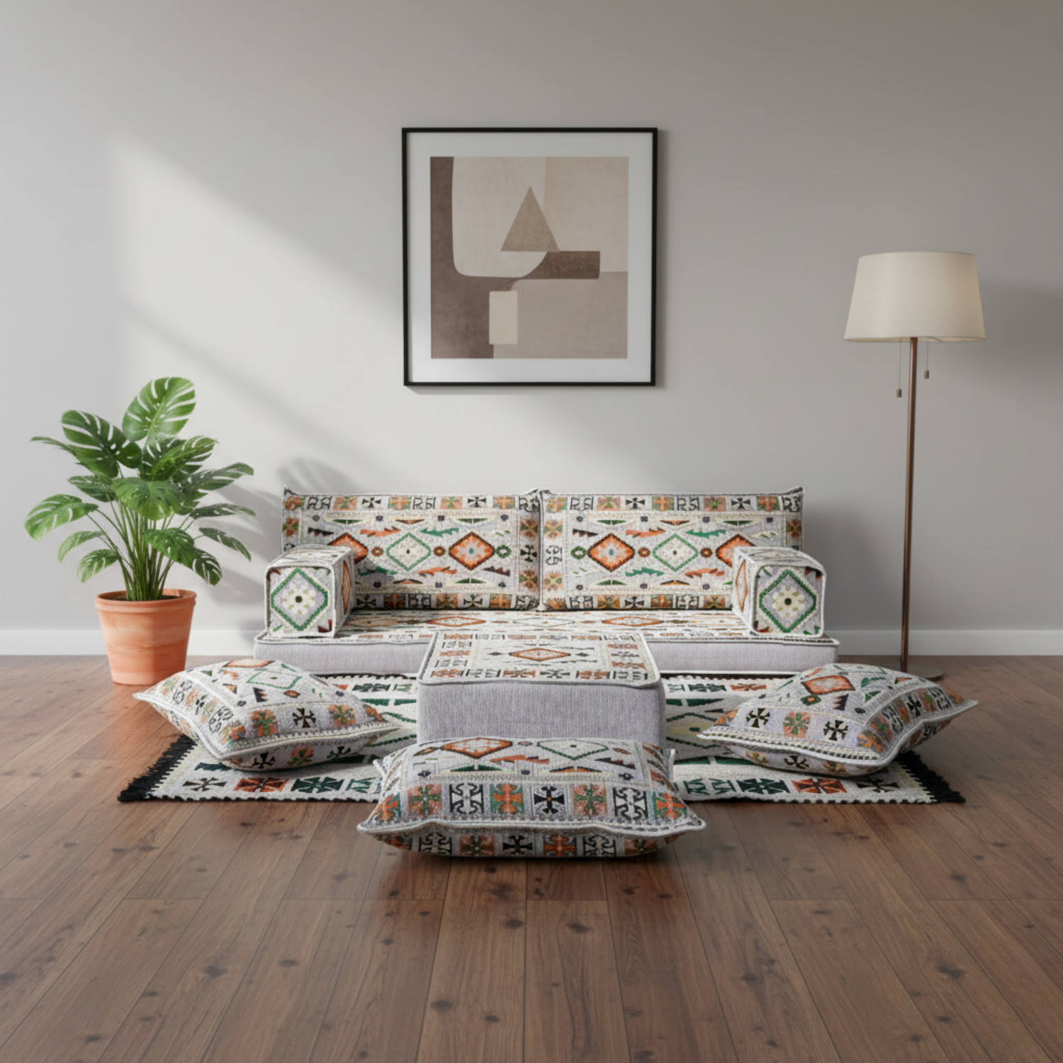 Arabic Loveseat Sofa Set – Gray Loveseat Set with 4 and 8 Inch Cushion Options