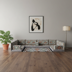 Arabic Floor Sofa Set – Gray U Shaped Majlis Sectional with 4 Inch Cushions