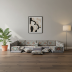 Arabic Floor Sofa Set – Gray U Shaped Majlis Sectional with 4 Inch Cushions