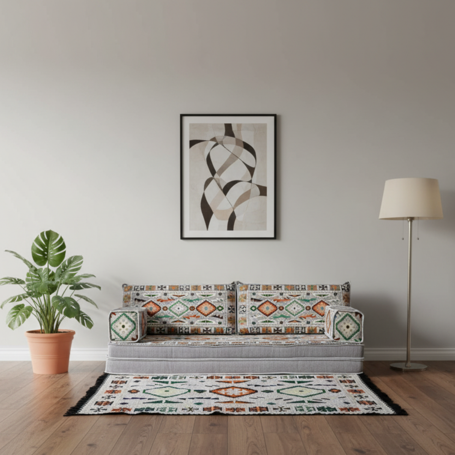 Arabic Loveseat Sofa Set – Gray Loveseat Set with 4 and 8 Inch Cushion Options