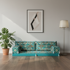 Arabic Loveseat Sofa – Turquoise Loveseat with 4 and 8 Inch Cushion Options