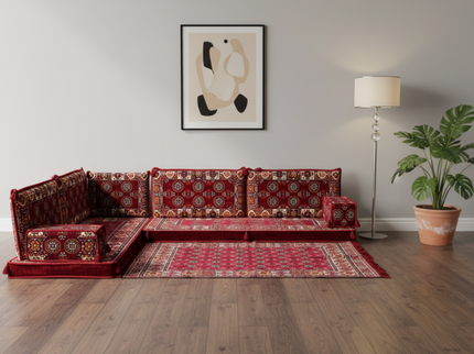 Bukhara L-shaped Arabic floor sofa, Burgundy 4-inch, photo 2