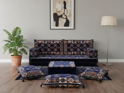 Bukhara Arabic majlis loveseat set, Navy, photo 1