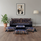 Arabic Loveseat Sofa Set – Navy Loveseat Set with 4 and 8 Inch Cushion Options