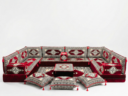 Topkapi Burgundy Arabic Majlis Floor Sofa
